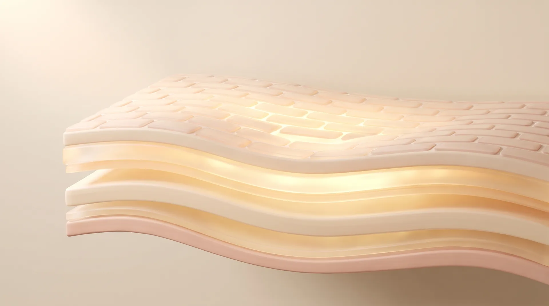 The same cross-section with the drop absorbed, the upper layers glowing gold from within