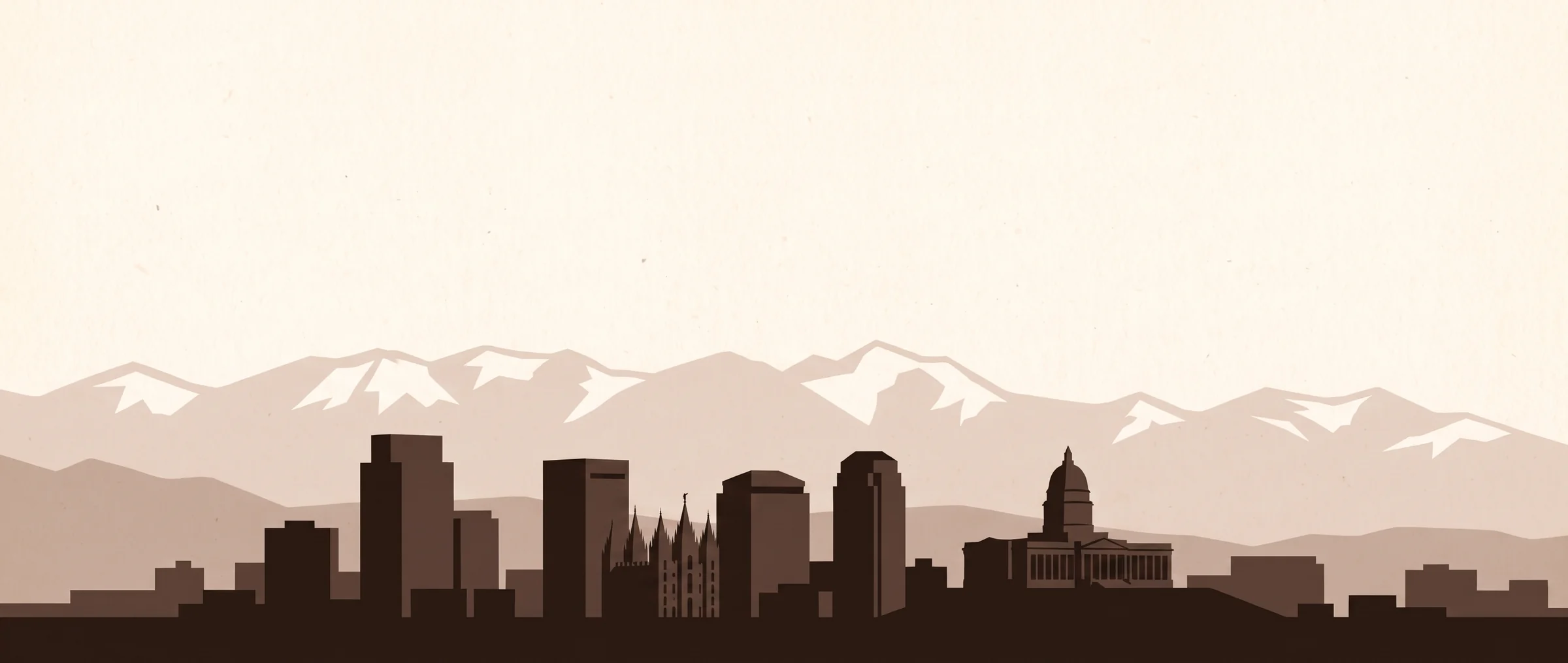 Pippi and Bloom over a stylized Salt Lake City skyline: the Salt Lake Temple, downtown towers, and the Capitol dome, with the Wasatch mountains behind